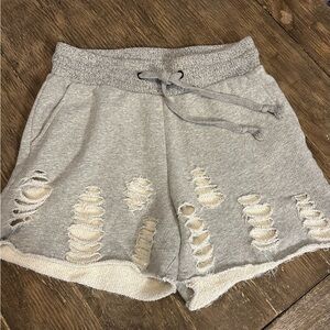 Natural Life Gray Distressed Sweat Shorts Size XS Elastic and Drawstring Waist